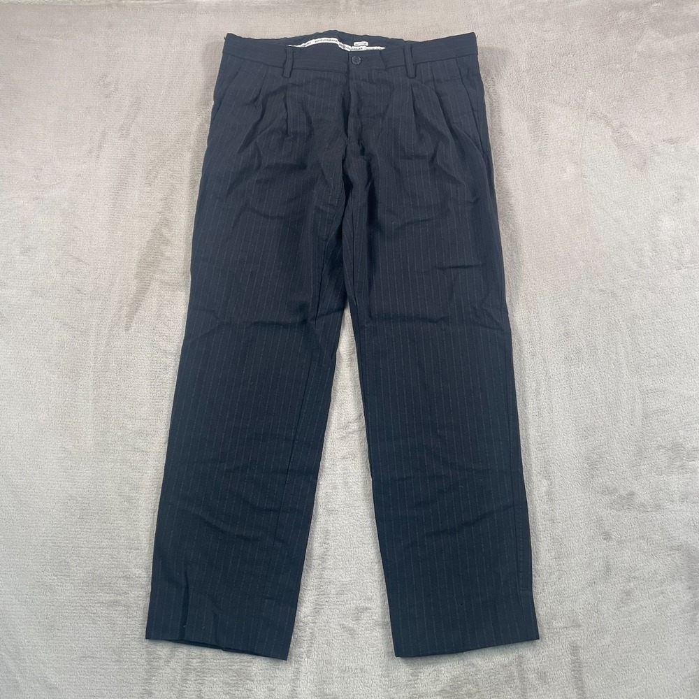 Vintage Dolce & Gabbana Trouser Pants Men 34x30 Black Pinstripe 100% Virgin Wool